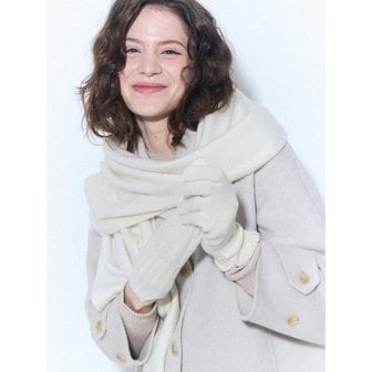 UNIT [캐시미어 100] 캐시미어 지블링 머플러(40cm) (UFJWAM496C-IVORY)