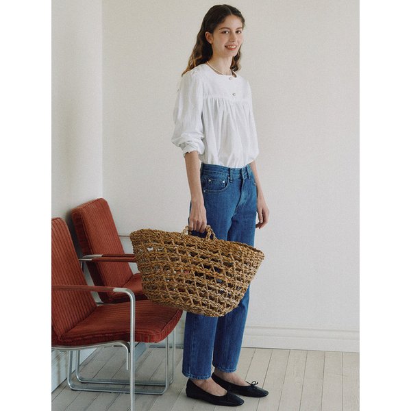 [리퍼브]Shirring Square Neck Blouse_White