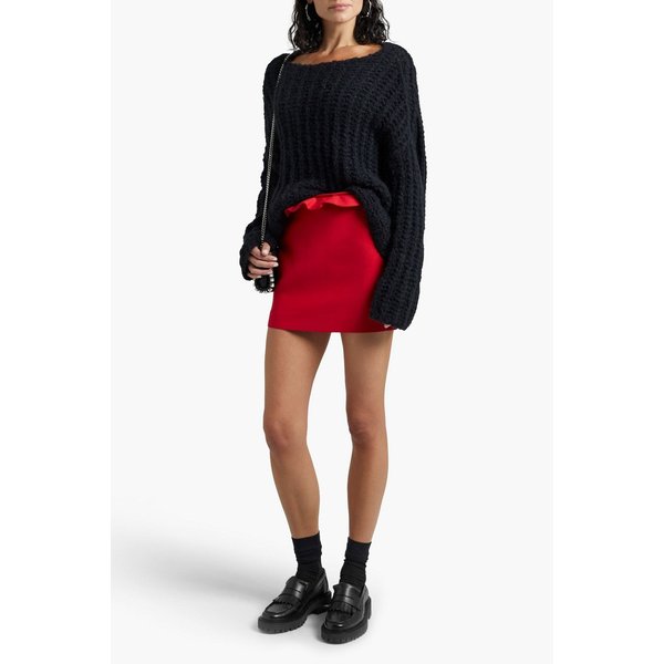 Ruffled wool and silk-blend crepe mini skirt 레드 34344356236885359