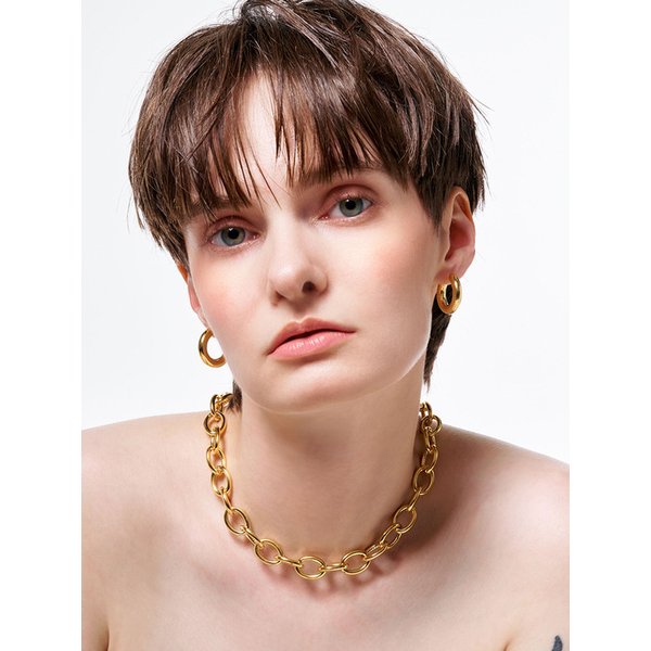 (실버925)5mm Hollow Round Hoop Earrings - L