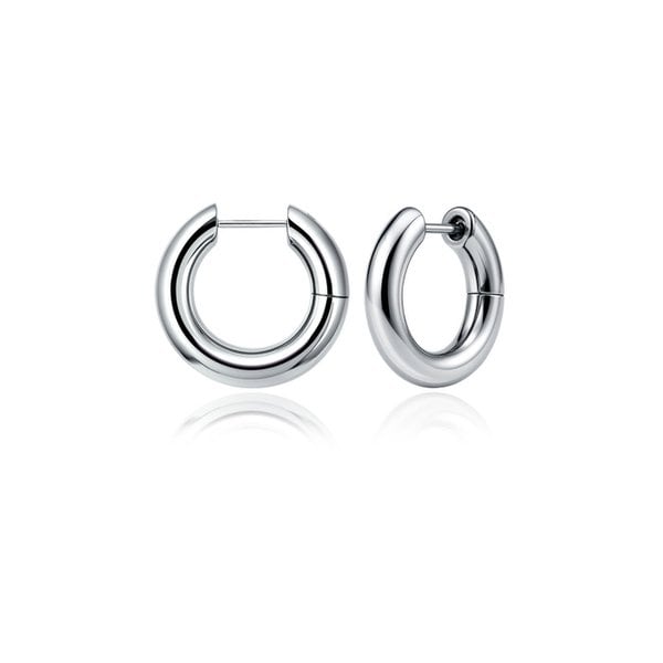 (실버925)5mm Hollow Round Hoop Earrings - L