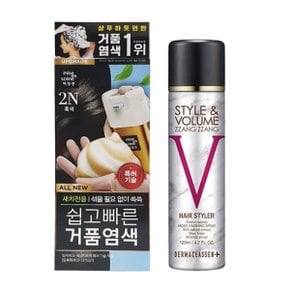 올뉴 쉽고빠른 거품염색 2N 흑색 + 볼륨짱짱 흑채 스프레이 블랙 120ml