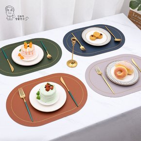 양면 식탁매트 주방 클래식 테이블매트 가죽 방수 패드 깔개