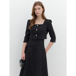 [단독] Square-neck 2piece-Style Flare Dress / Black(4colors)