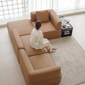 로그 4인 모듈 가죽 소파