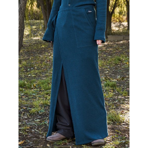 Stitch Pocket Knit Lab Skirt in Blue Green