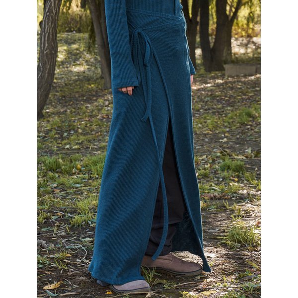 Stitch Pocket Knit Lab Skirt in Blue Green