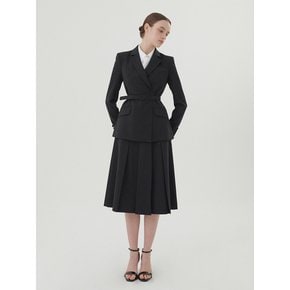 PLEATED A-LINE SKIRT - BLACK