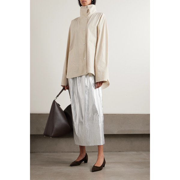 티비 메탈릭 실버 쉘 미디 스커트 46376663162977132