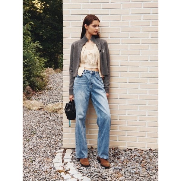 (W) 스트레이트 세미 루즈핏 데님 팬츠_라이트 블루