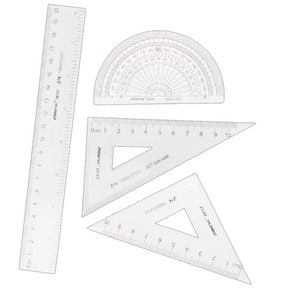 삼각자 각도기 직자 플라스틱 10cm 20cm 자 세트