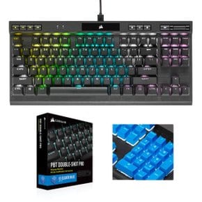 K70 RGB TKL 텐키리스 챔피온 기계식 키보드 적축 + PBT 이중사출 프로 한글 각인 키캡 (블루)