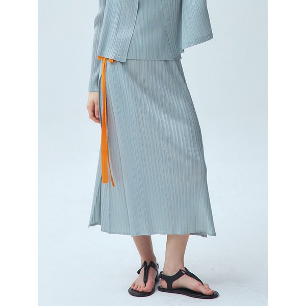 랩 트임 리본 플리츠 롱 스커트_2colors
