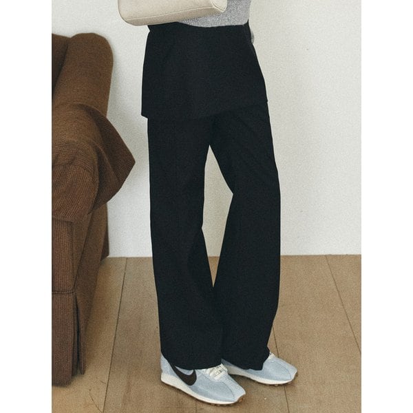 P3296 오버레이 스커트 팬츠_Black