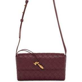 우먼 Bottega Veneta 미니 인트레치아토 레더 크로스백 숄더백 2250 Barolo M Brass 7846415