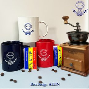ALLIN 쯔비벨 세라믹 머그컵 딥블루 라이트레드 저먼화이트 3P
