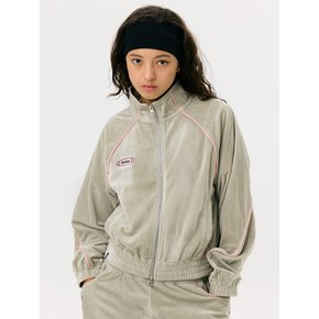 W LINE VELVET ZIP-UP [GRAY]