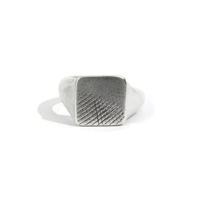 SEWN SWEN SILVER SCRATCH SIGNET TWISTED RING