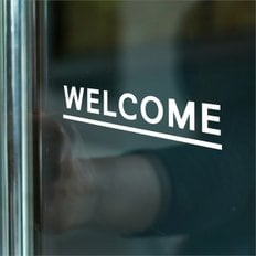 심플 언더라인 welcome 가게 매장 도어스티커 (8834503)