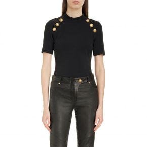 4268004 Balmain Button Detail Mock Neck T-Shirt