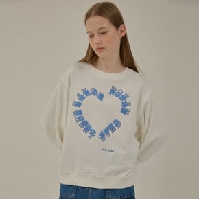 Heart lettering loose-fit sweat shirt_Ivory