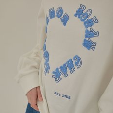 Heart lettering loose-fit sweat shirt_Ivory