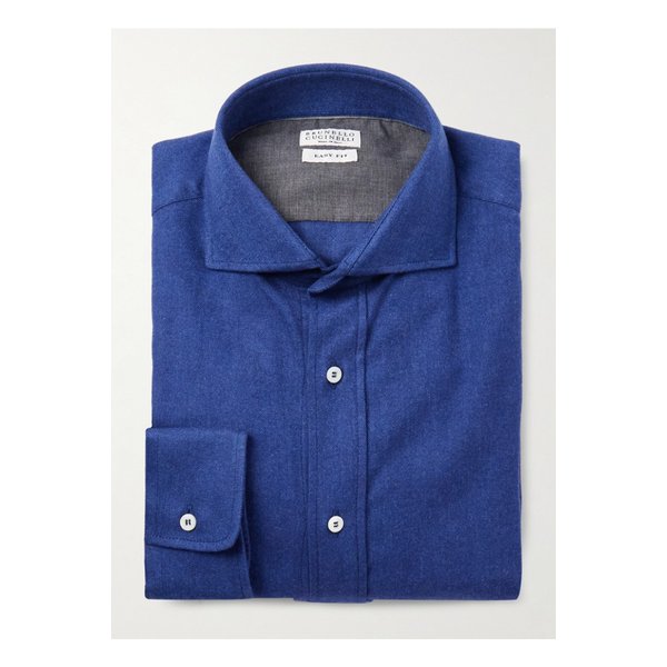 브루넬로쿠치넬리 헤링본 코튼 라이오셀 블렌드 셔츠 46376663162890353