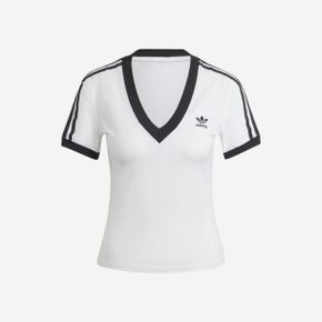 (W) 아디다스 3S 브이넥 티셔츠 화이트 - KR 사이즈 (W) Adidas 3S V-Neck T-Shirt White - KR S