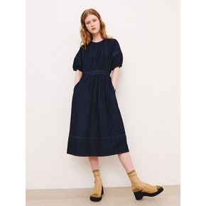 Shirring Stitch Denim Dress