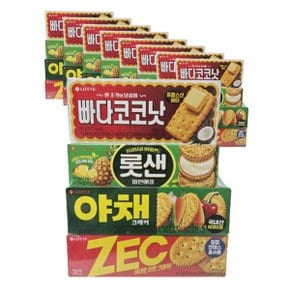 롯데 비스킷 4종 277g (빠다코코넛+롯데샌드+야채크래커+제크) x 9개