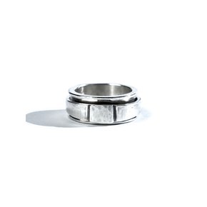 SEWN SWEN SILVER DETACH HAMMAERED PLATE COMBINATION RING
