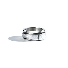 SEWN SWEN SILVER DETACH HAMMAERED PLATE COMBINATION RING