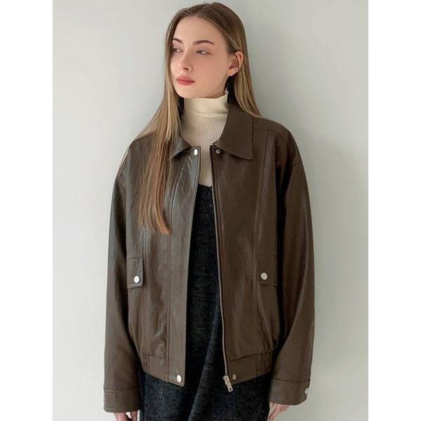 트윈 포켓 레더 점퍼 VB5XLEMD01Z