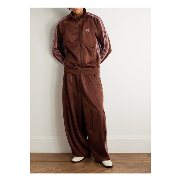 와이드 웨빙 트리밍 로고 자수 저지 트랙 팬츠 브라운 46376663162867631