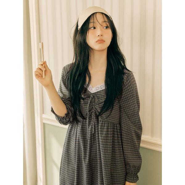 실크핏 더스트 긴팔 잠옷 원피스