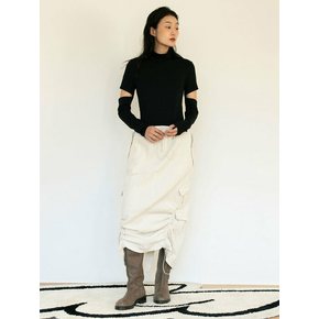 SHIRRING CARGO LONG SKIRT_IVORY