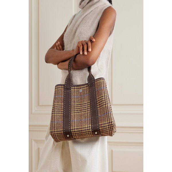 휘 드 베르누이 세인트 폴 트라베르제 미디엄 가죽 웹 트리밍 체크 토트백 46376663163016815