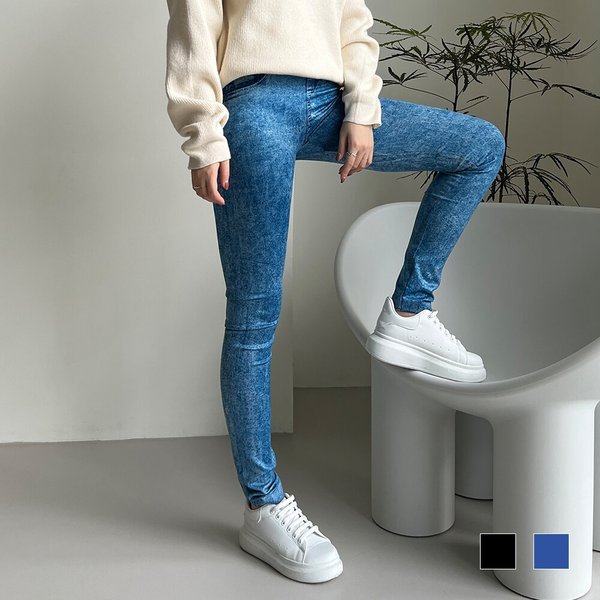 겨울 여자 기모안감 돌청 워싱 데님 레깅스 SDW-LGW-SSD221106