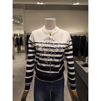 지고트 [파주점] 스트라이프 자수 글리터 니트 JR1A1PO034