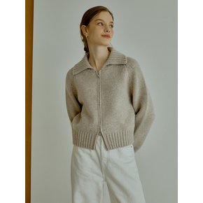 Buttering knit zip-up cardigan (beige)