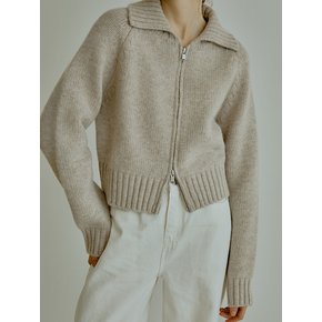 Buttering knit zip-up cardigan (beige)