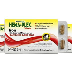 Hema-Plex 철분 iron 필수 영양소 함유 서방형 정제 10정 2+1
