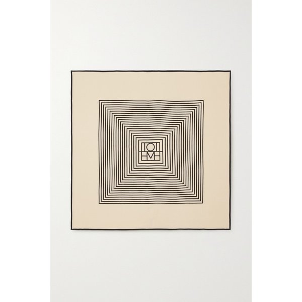스트라이프 실크 크레이프 드 신 스카프 크림 1647597326913900