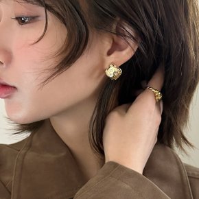 로져 고급스러운 골드 실버 큐빅 볼 귀걸이