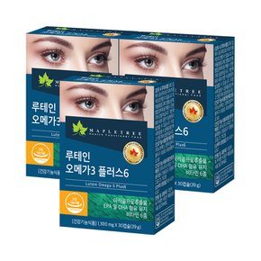 루테인오메가3 플러스6 30캡슐X3통 3개월분 눈건강 혈행건강