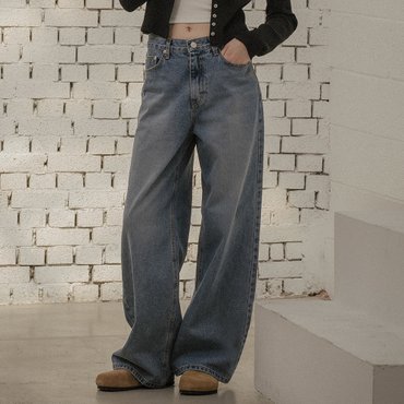 노운베러 Loose fit straight washing denim pants_Blue