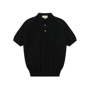 Essential Short Sleeve Polo Knit (Black)