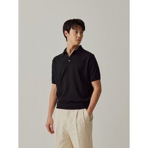 Essential Short Sleeve Polo Knit (Black)