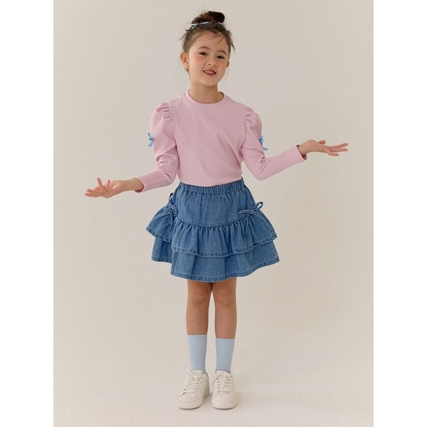 웨이브 프릴 데님 스커트
