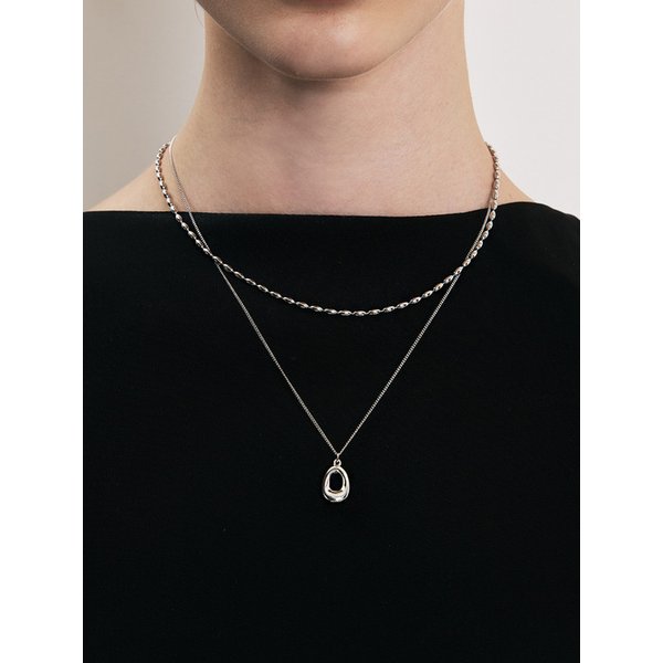oval pendant layered set necklace